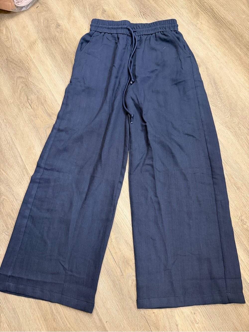 New Halara Petite Linen Blend Wide Leg Pants Women’s Size XS Navy 0199
